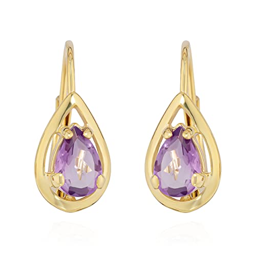NKlaus JEWELLERY Brisur Ohrhänger Amethyst Gold 14x6mm Paar