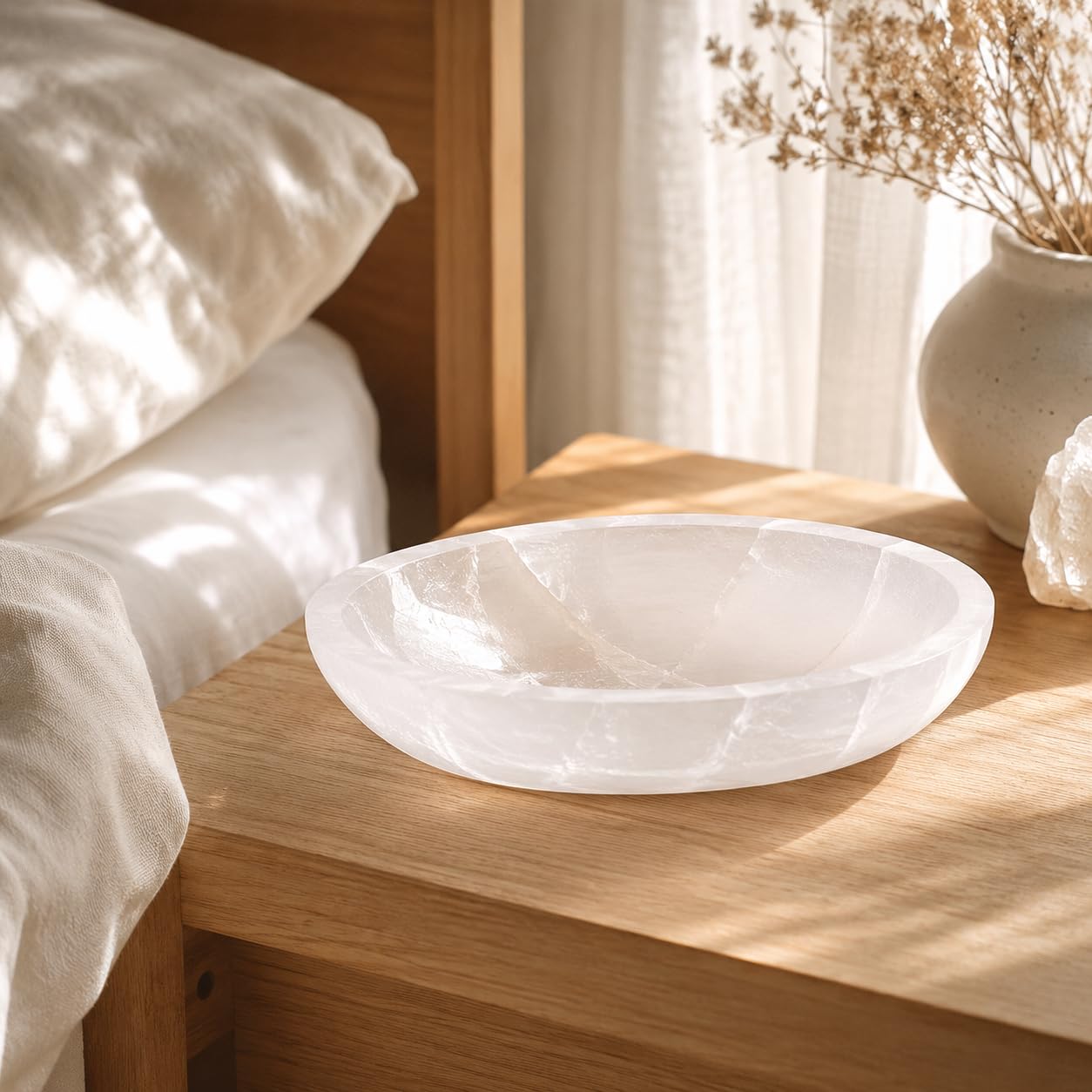 NKlaus Healing Crystals Selenit-Schale oval 15,5cm Reinigung