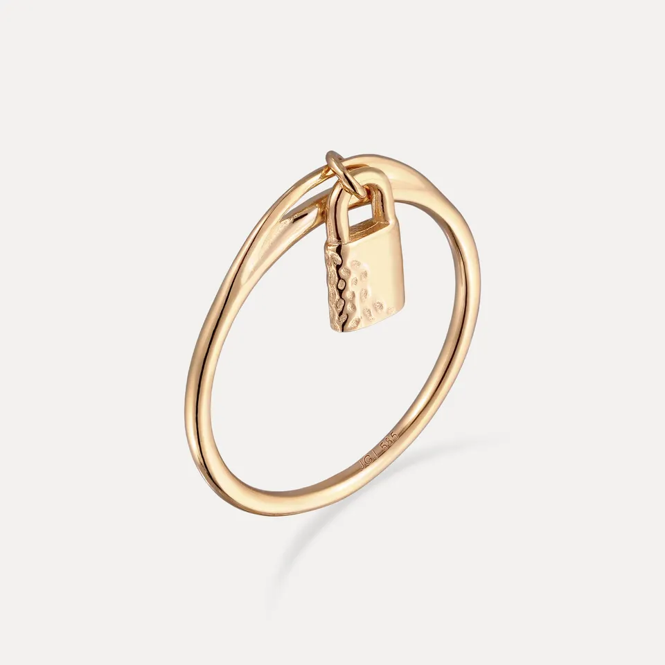Stilnest Tiny Padlock Ring 585 Gold Ring Gr. 54 Schloss