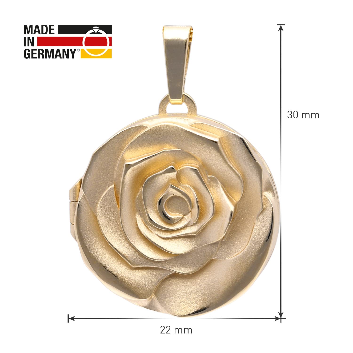 trendor 15068 Rosen-Medaillon Halskette Gold auf Silber 45 cm