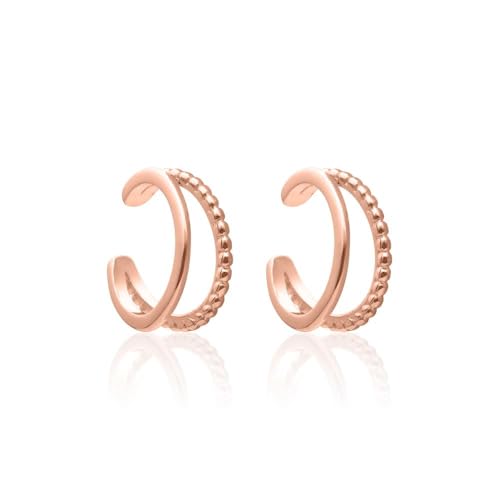 JEWLIX Ohrstecker Ear Cuffs Zweireihig Rosé 925 Silber Paar