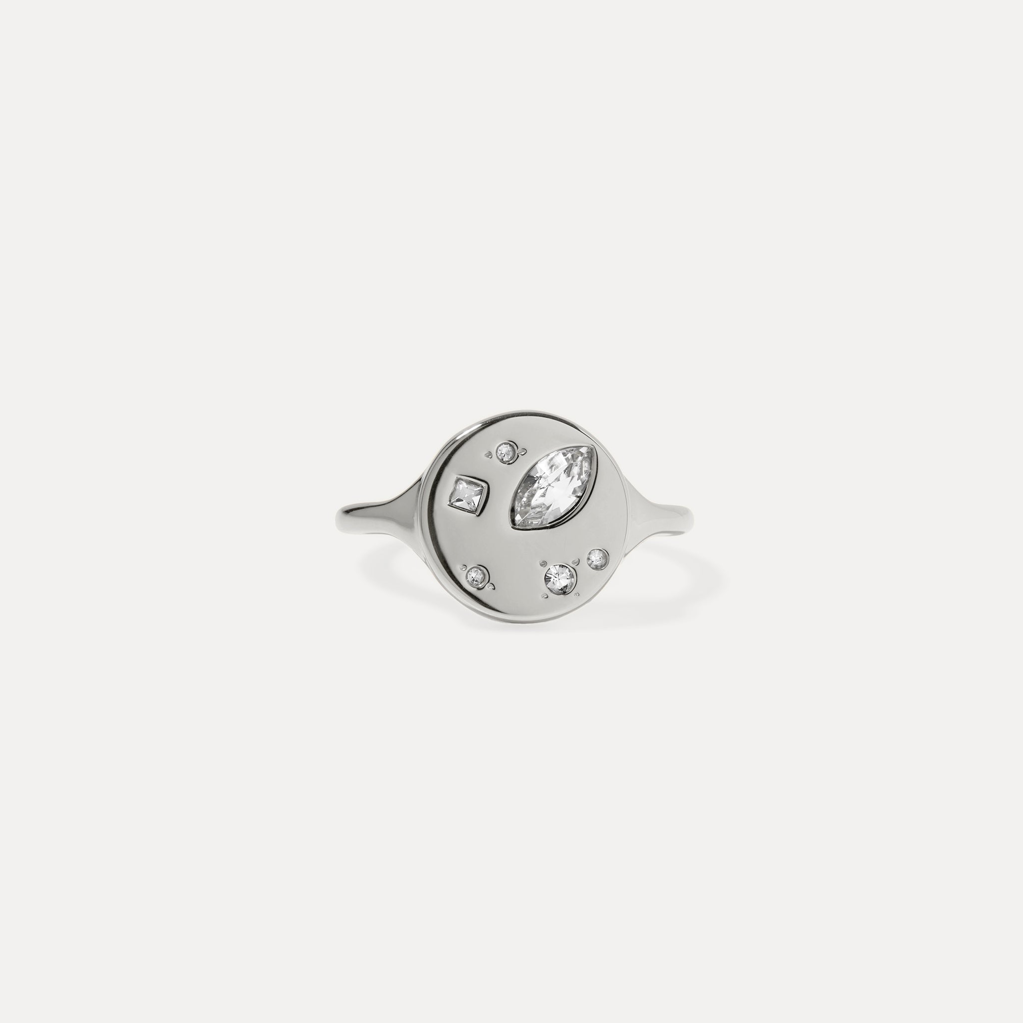 Stilnest Weiße Kristalle Myriad Ring 24k Gold Vermeil 52
