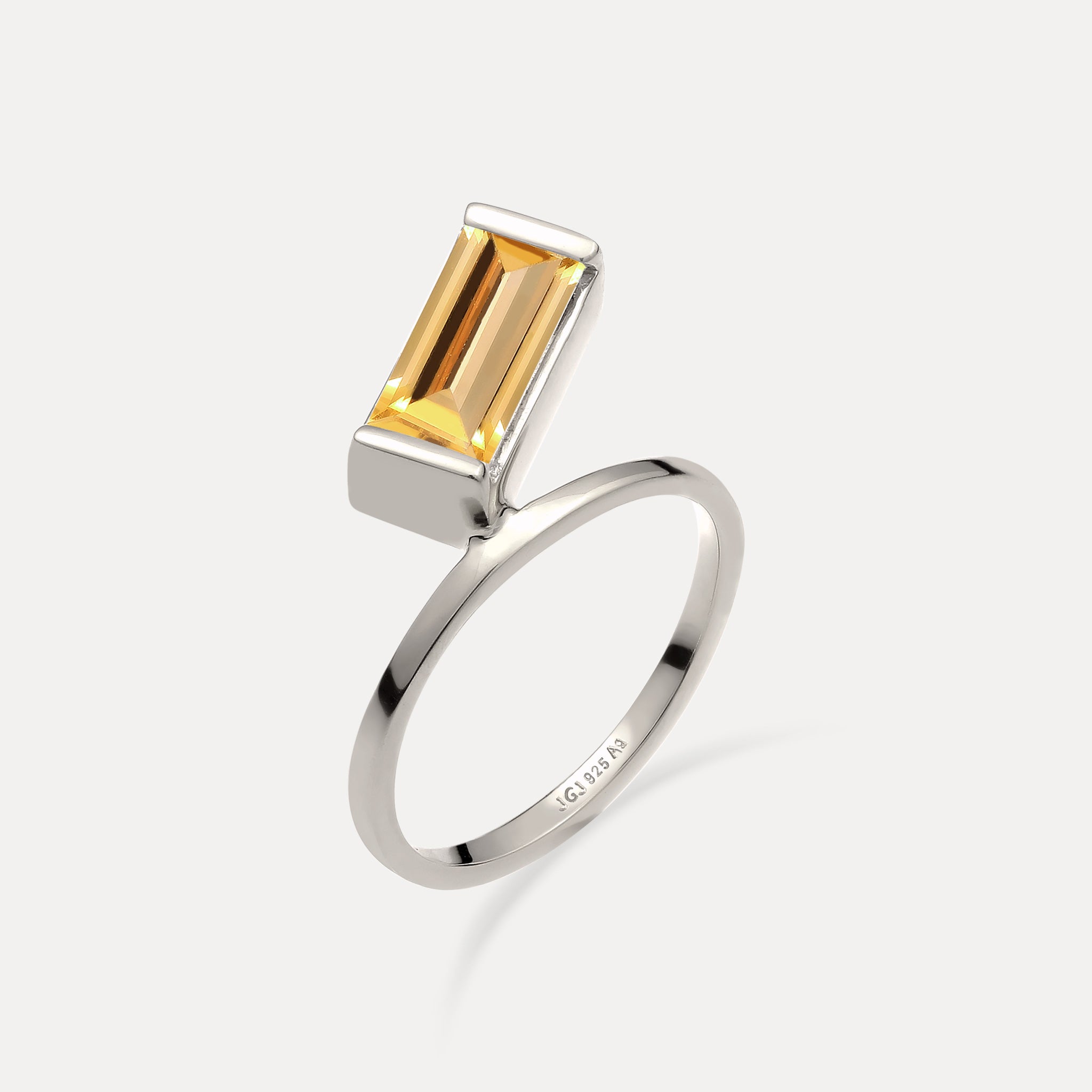 Stilnest Balance Citrin Baguette Ring Gold Gr. 54