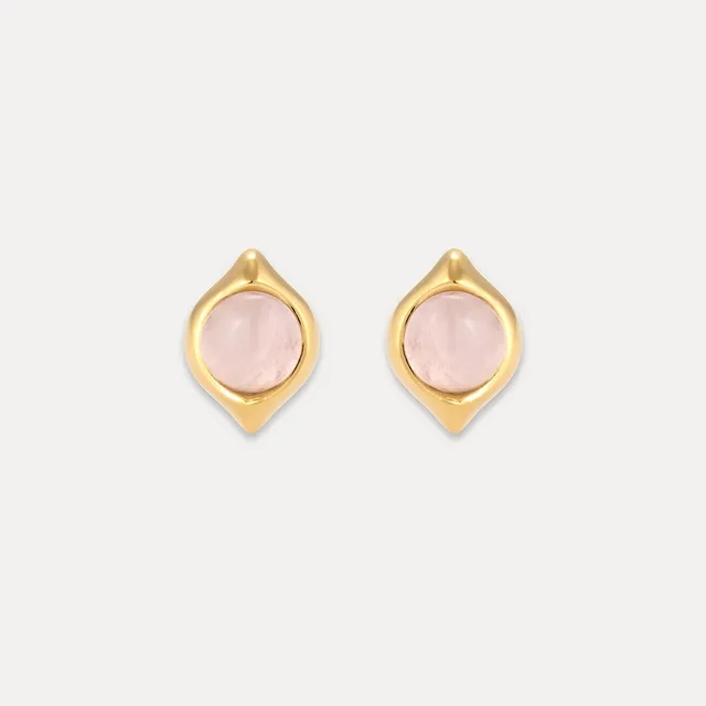 Stilnest Rosenquarz Eden Pea Ohrstecker Gold Vermeil