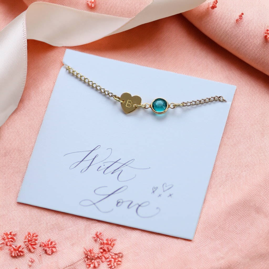 Joy by Corrine Smith Dainty Heart Armband Gold Geburtsstein