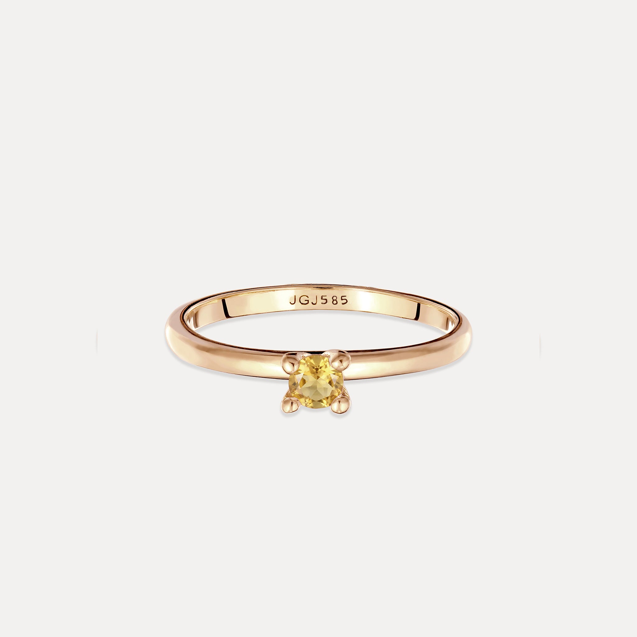 Stilnest Citrin Solitär Ring Rund 585 Gold Gr.54