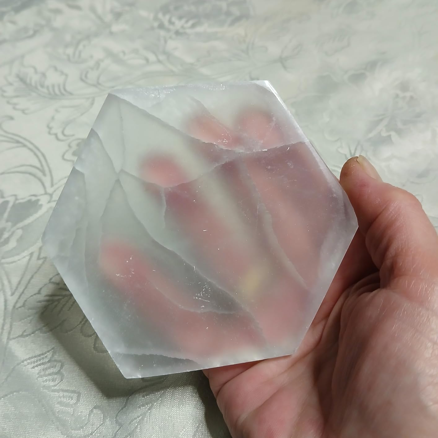 NKlaus Healing Crystals Selenit Hexagon Platte 12x10,5cm Heilstein