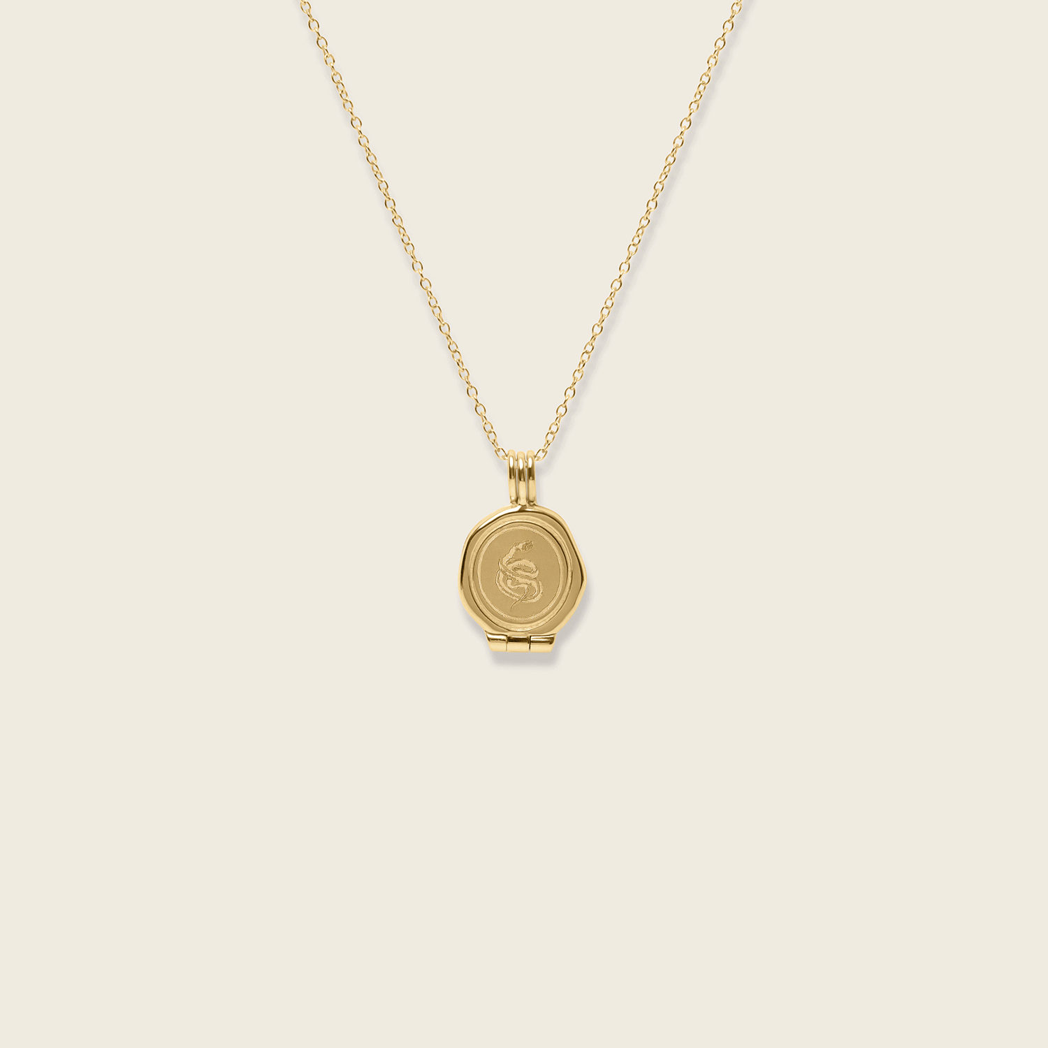 Stilnest Snake Seal Medaillon Kette 585 Gold 45cm