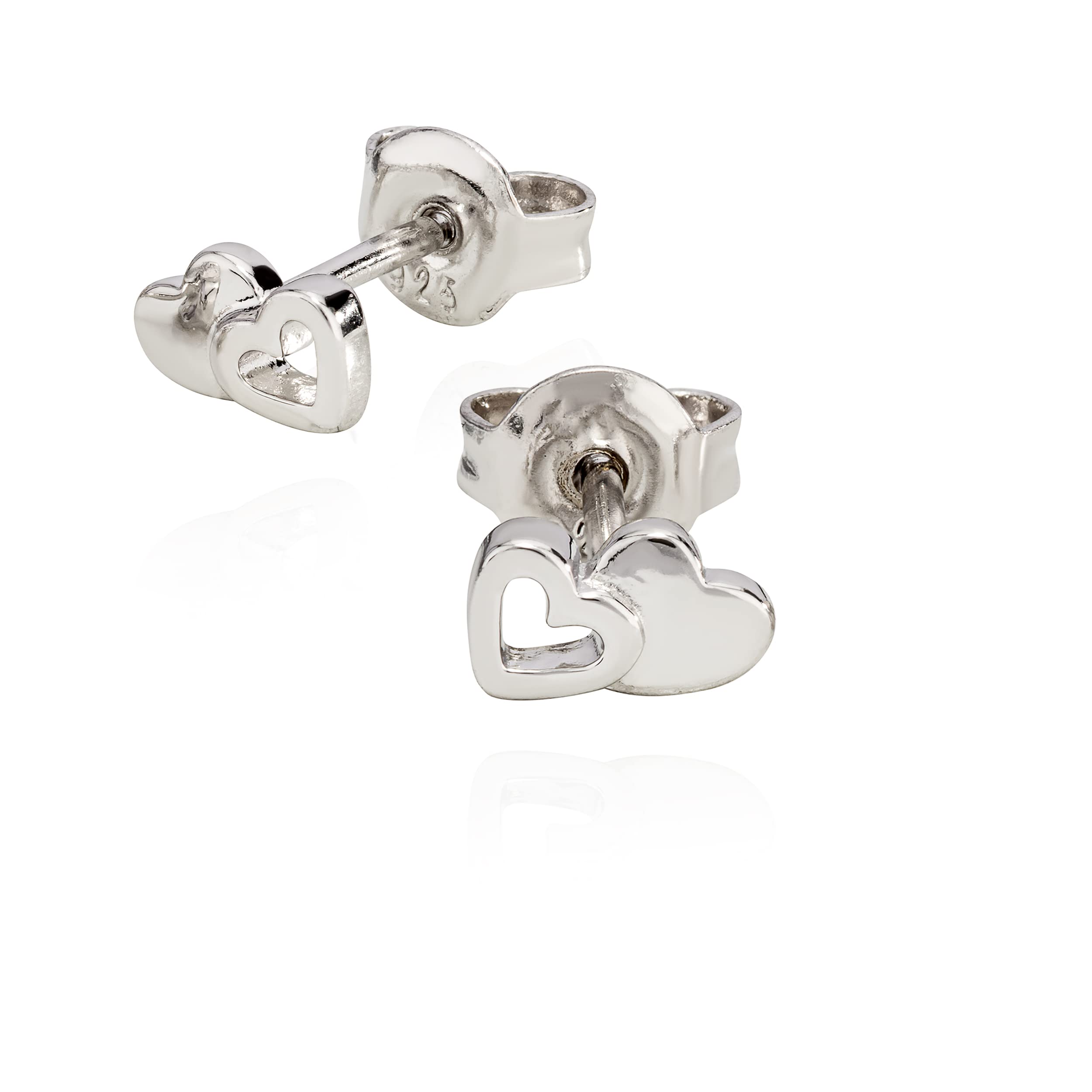 NKlaus Jewellery Herz Ohrstecker 925 Silber 5-9mm Paar matt