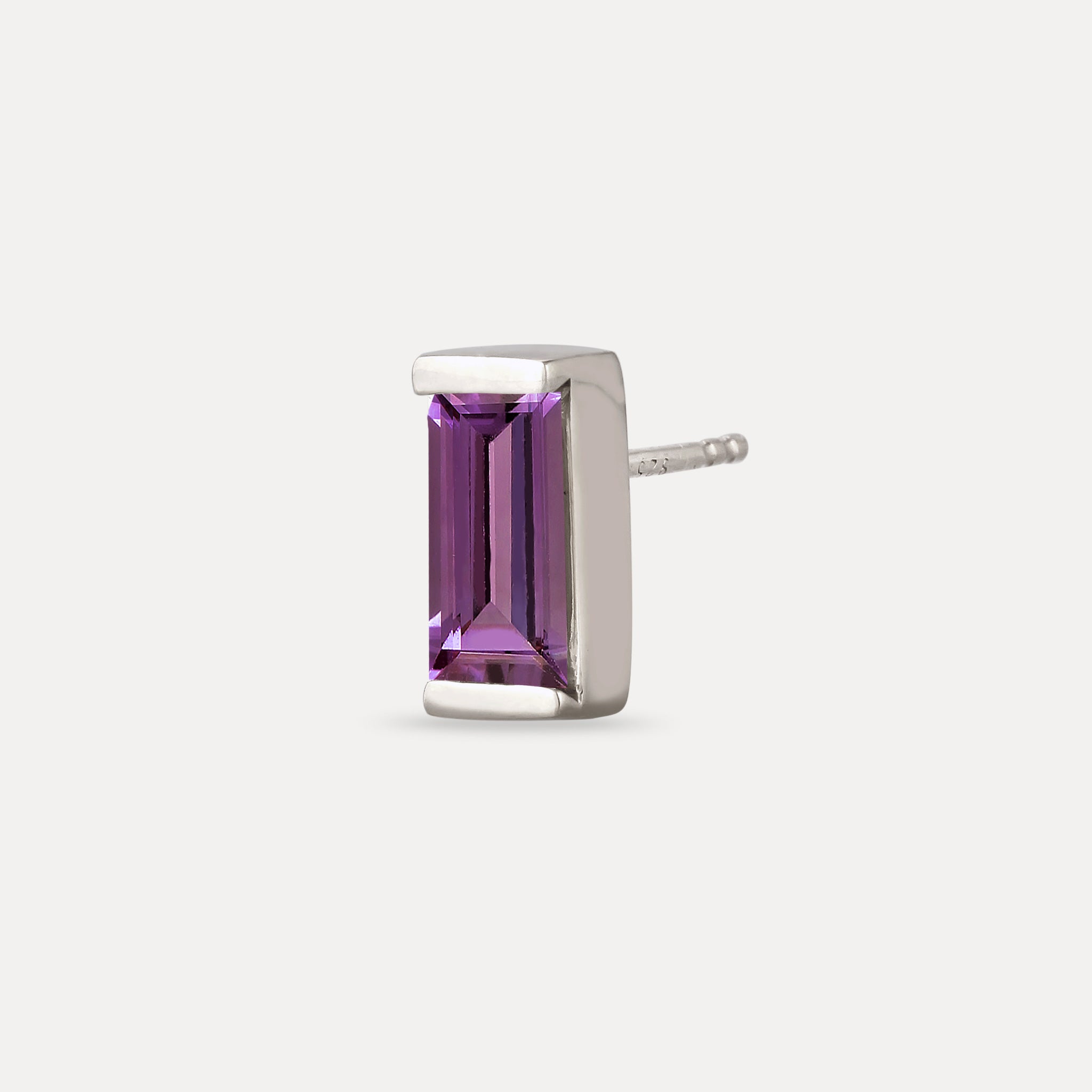Stilnest Balance Baguette Ohrstecker Amethyst Single