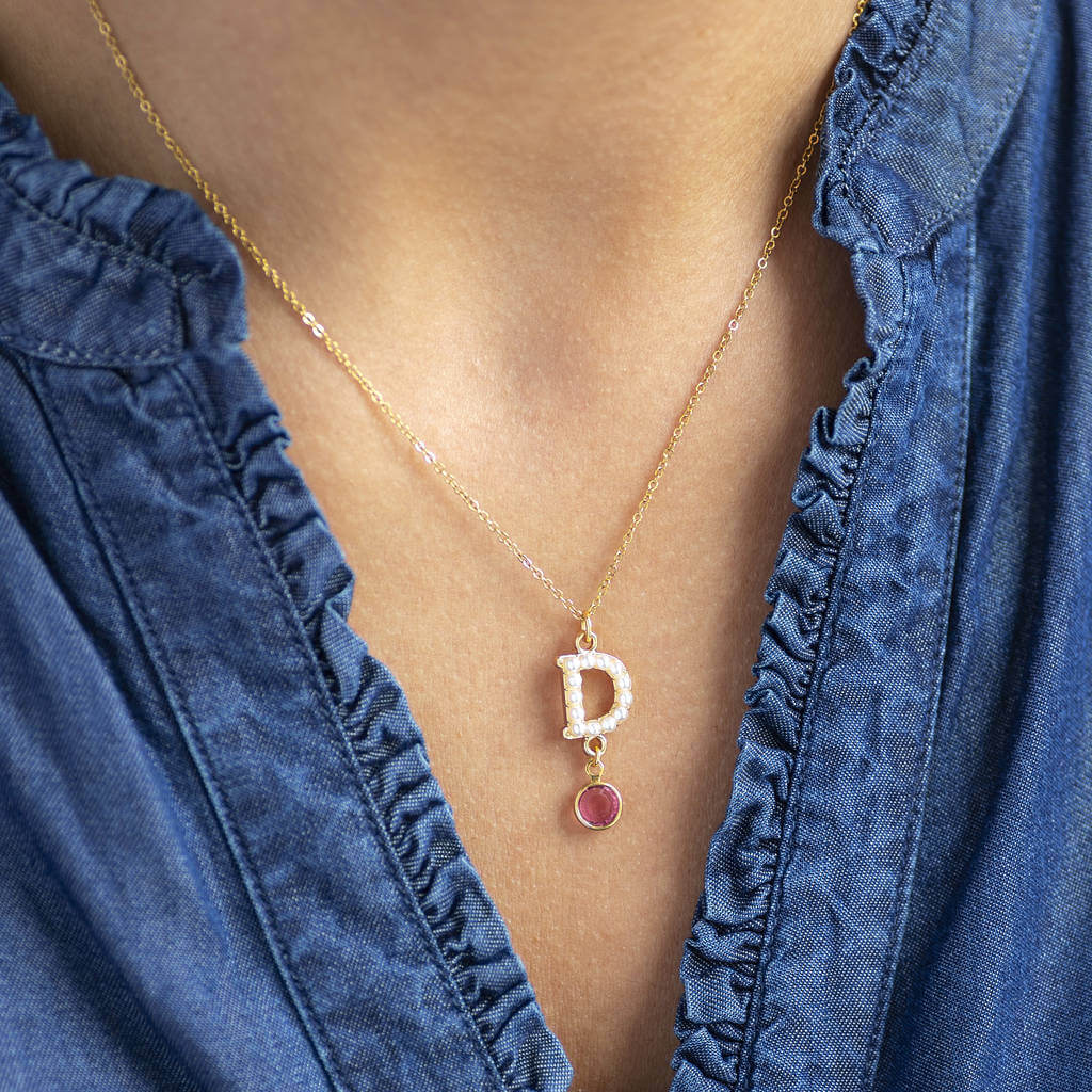 Joy by Corrine Smith Initial Perlen Geburtsstein Halskette