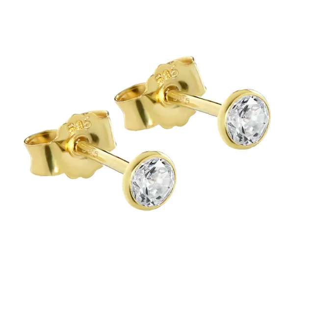 NKlaus JEWELLERY Ohrstecker 585 Gold Zirkonia 3,5mm Paar
