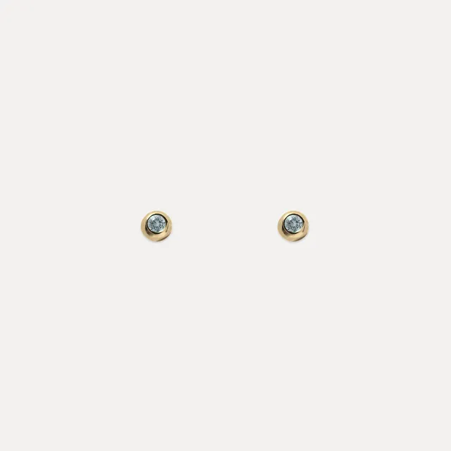 Stilnest Brilliant Dot Ohrstecker Aquamarin 585 Gold