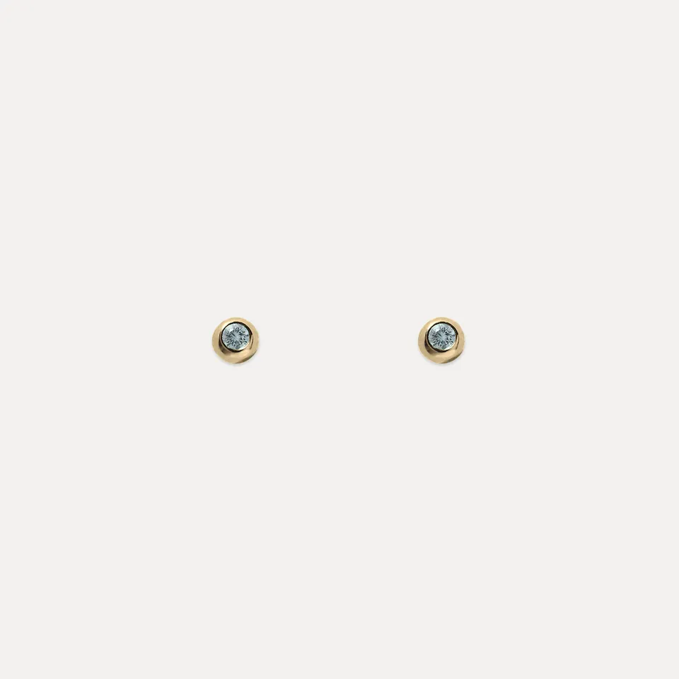 Stilnest Brilliant Dot Ohrstecker Aquamarin 585 Gold