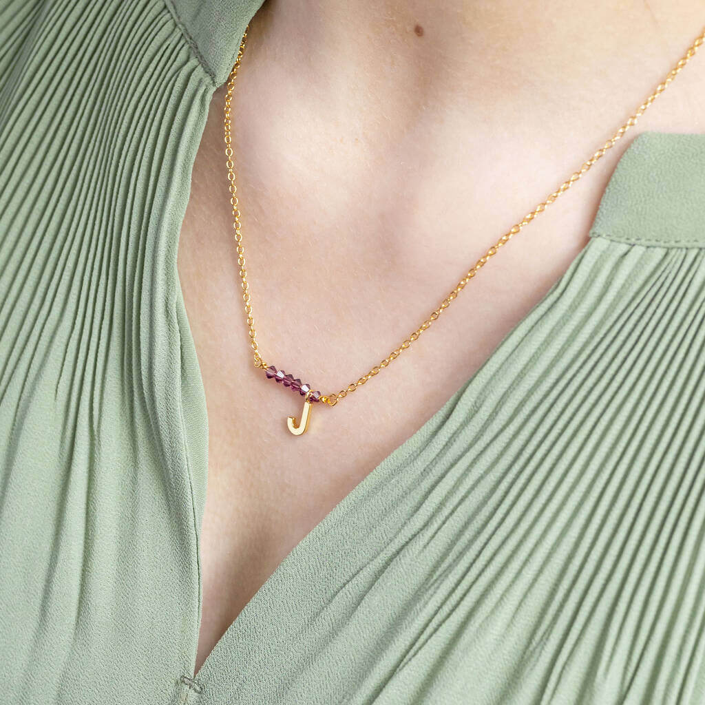 Joy by Corrine Smith Asymmetric Birthstone Bar Initial Halskette Gold