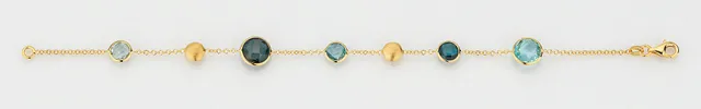 Eugen Rühle Armbänder Blautopas Armband Gold 750 Goldlinsen