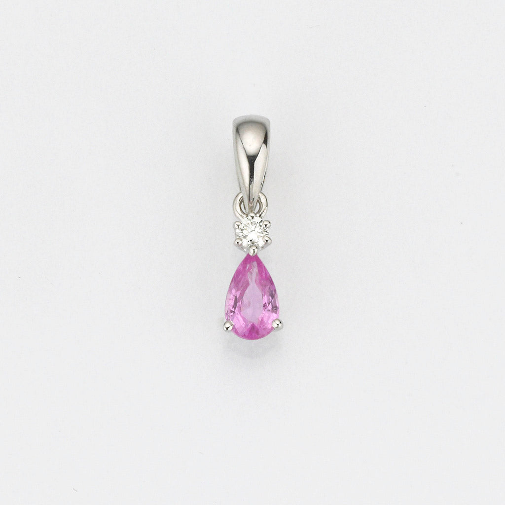Eugen Rühle Anhänger Brillant 0,025ct Rosasafir 590 Weißgold