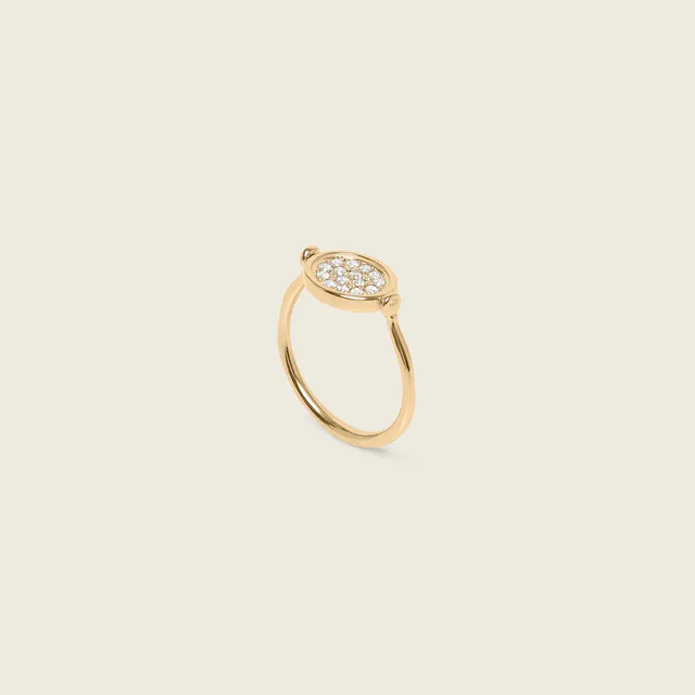 Stilnest Flip Pavé Ring 585 Gold weißer Saphir 52