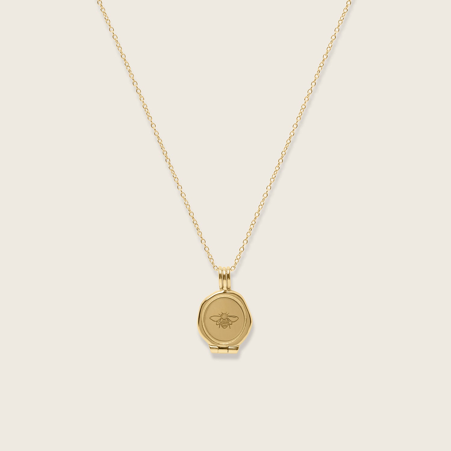 Stilnest Honey Bee Seal Medaillon Kette 585 Gold 45cm