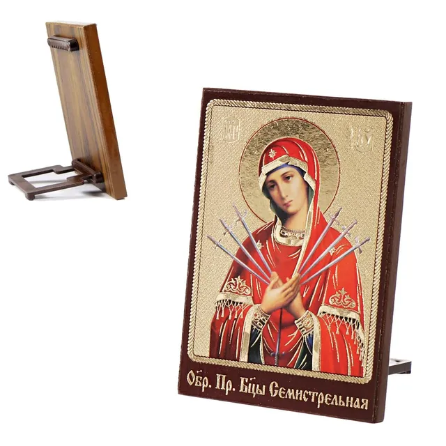 NKlaus Religious Icons Siebenpfeilige Ikone Holz 8x6cm Mäßigung