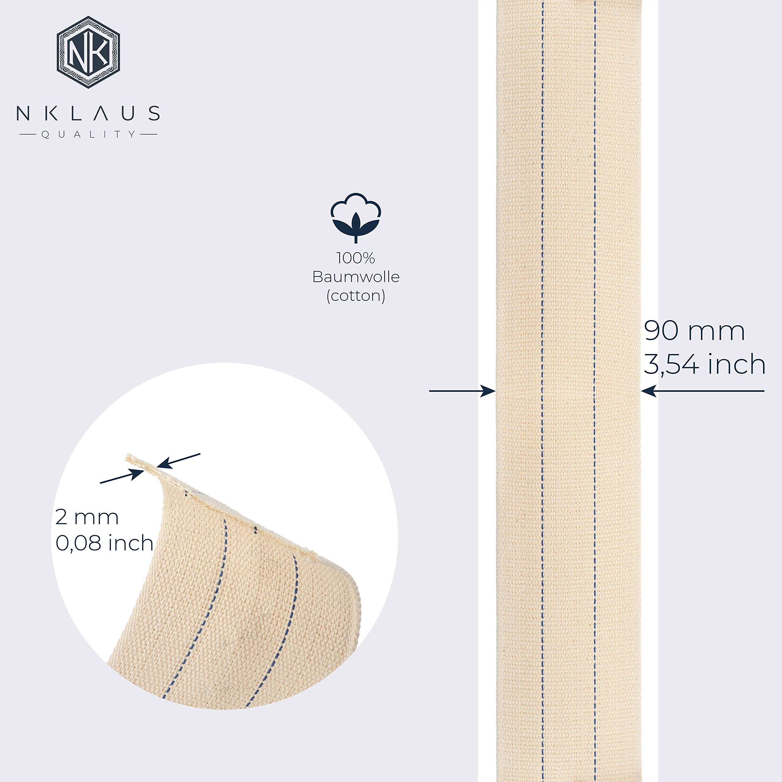 NKlaus Wicks Lampendocht Baumwolle 90mm 5 Meter flach