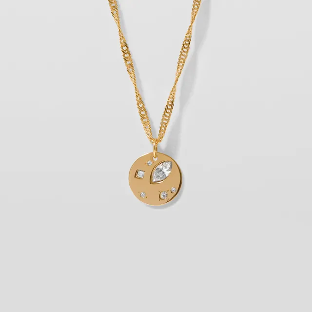 Stilnest Myriad Kette weiße Kristalle 925 Silber Vergoldet