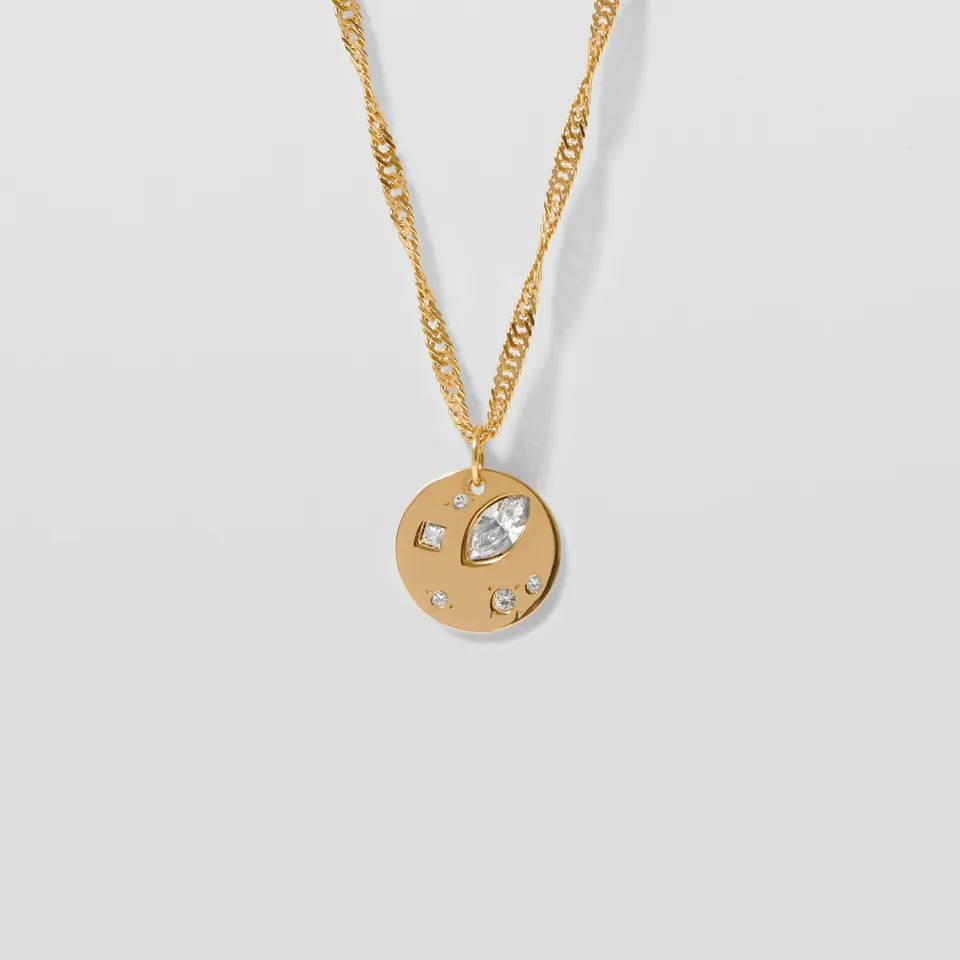Stilnest Myriad Kette weiße Kristalle 925 Silber Vergoldet