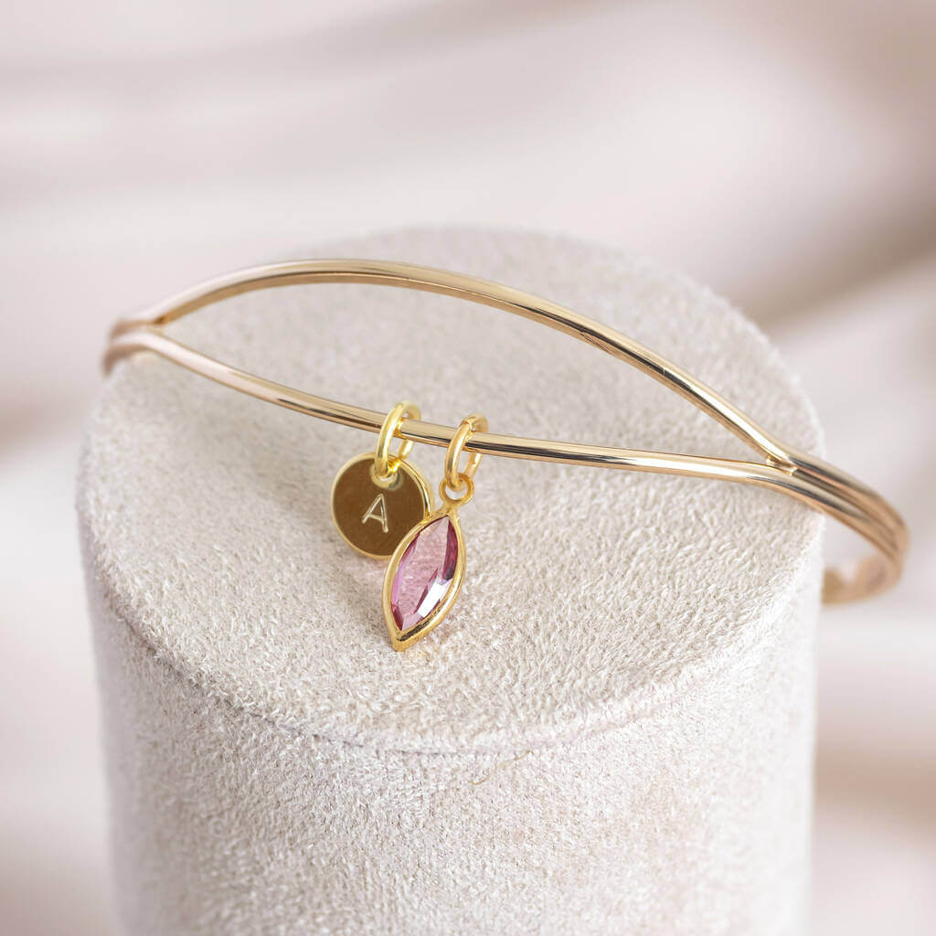 Joy by Corrine Smith Open Cuff Armreif Gold mit Geburtsstein