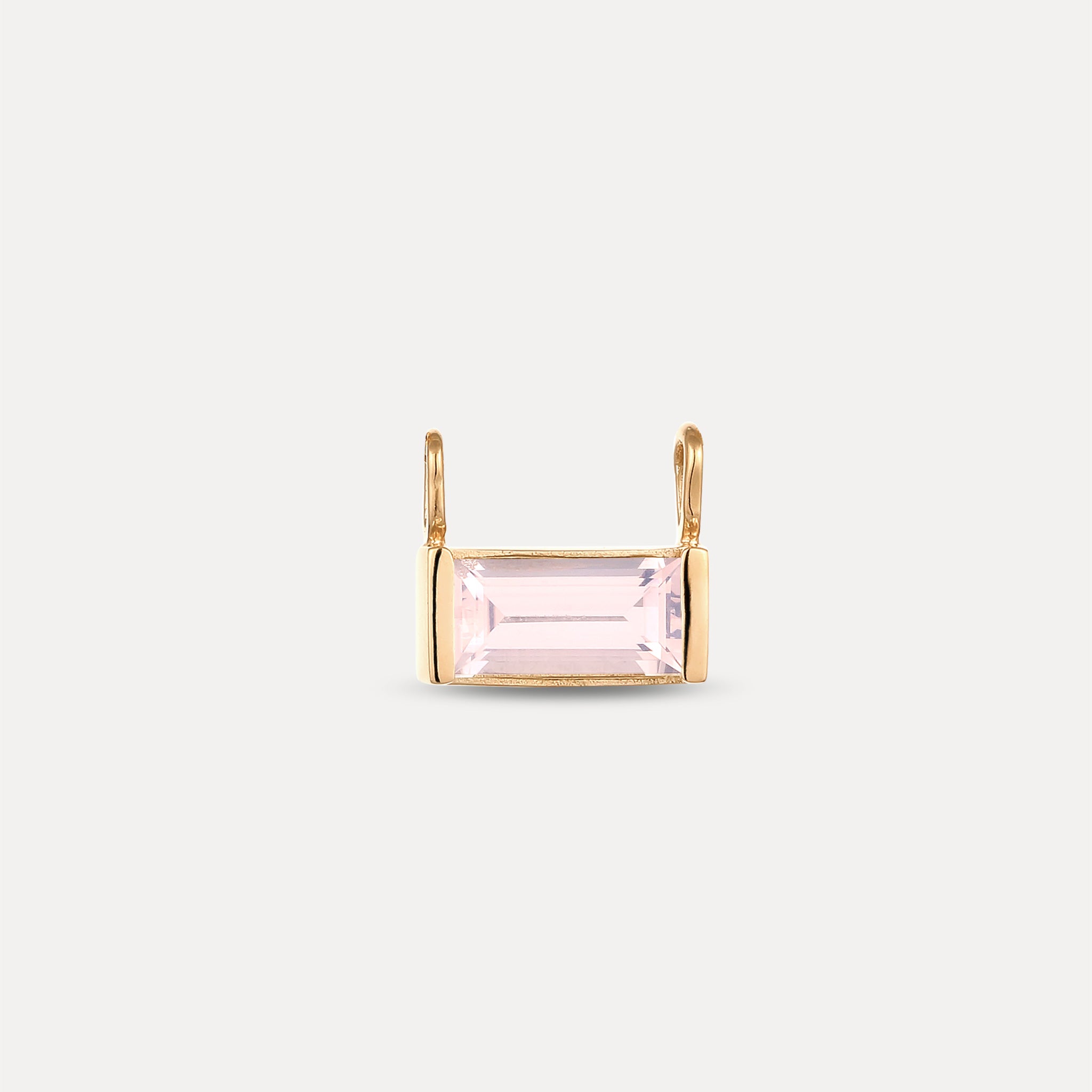 Stilnest Balance Baguette Anhänger 585 Gold Rosenquarz