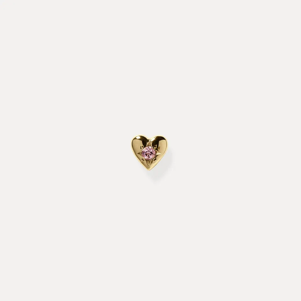 Stilnest Heart Ohrstecker 585 Gold Rosa Turmalin Single