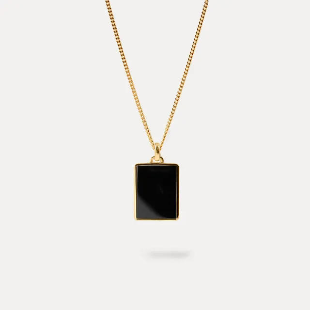 Stilnest Indefinable Onyx Tag Halskette 925 Silber 45cm Onyx