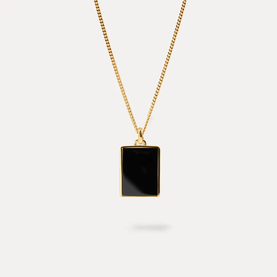 Stilnest Indefinable Onyx Tag Halskette 925 Silber 45cm Onyx