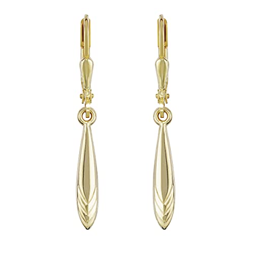 NKlaus Ohrhänger Tropfen 333 Gelbgold 17x3mm Brisur