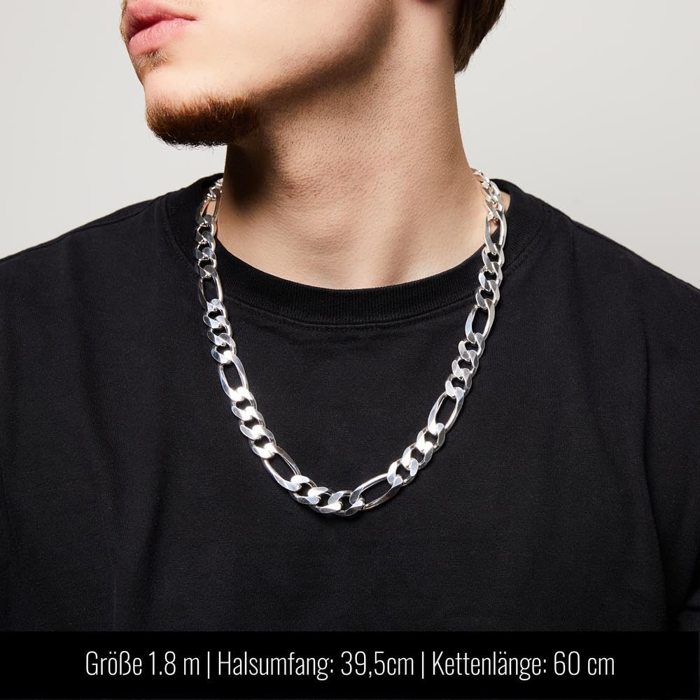 JEWLIX Figarokette 13mm Silberkette Silber 50 cm breit