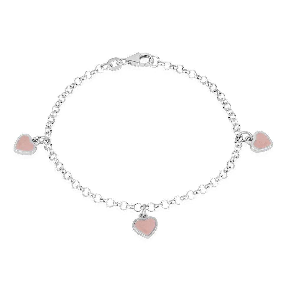 NKlaus Jewellery Armband 925 Silber 3 Herzen Rosa 16cm Damen
