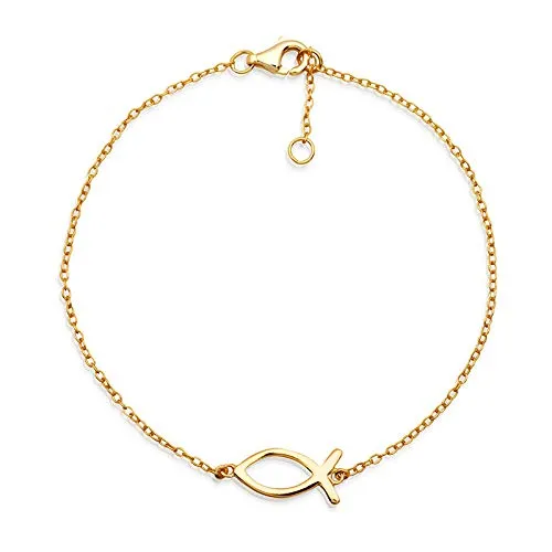JEWLIX ID-Armbänder Ichthys Silberarmband Gold 925er Silber