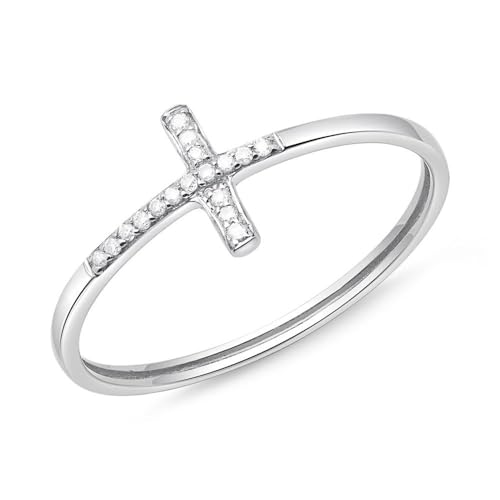 JEWLIX Kreuz Ring 585er Weißgold mit 17 Diamanten