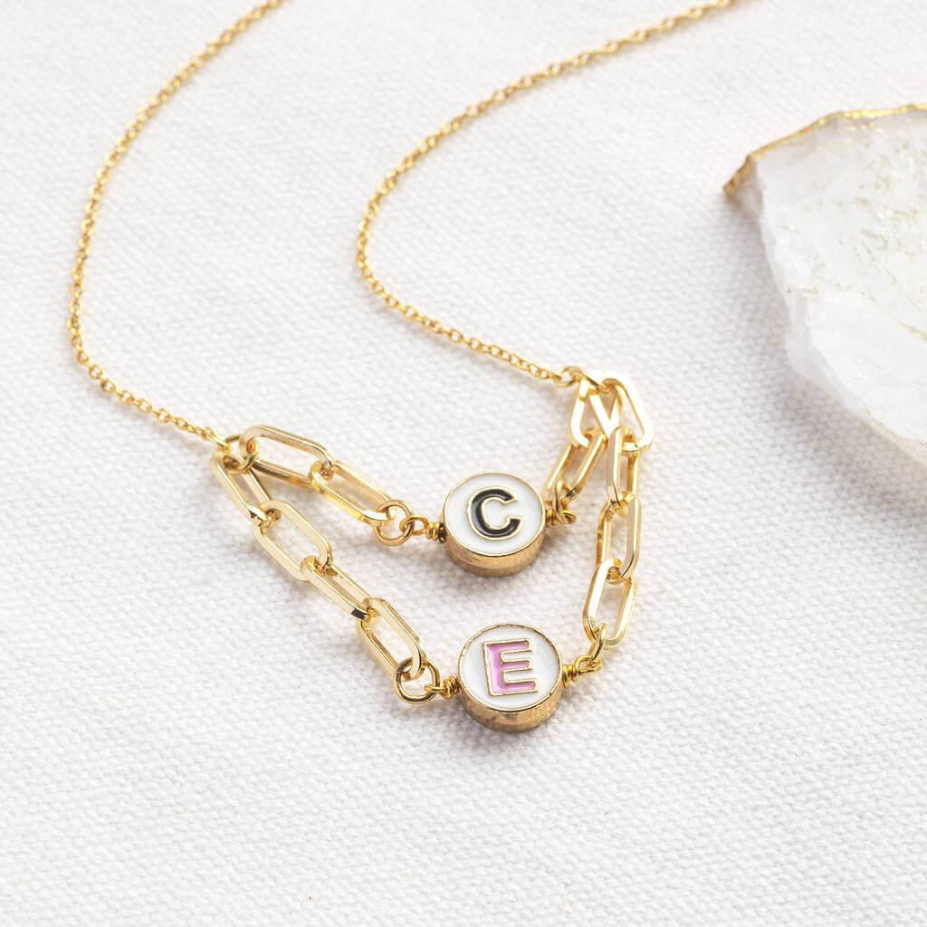 Joy by Corrine Smith Double Initial Friendship Spinner Halskette Gold