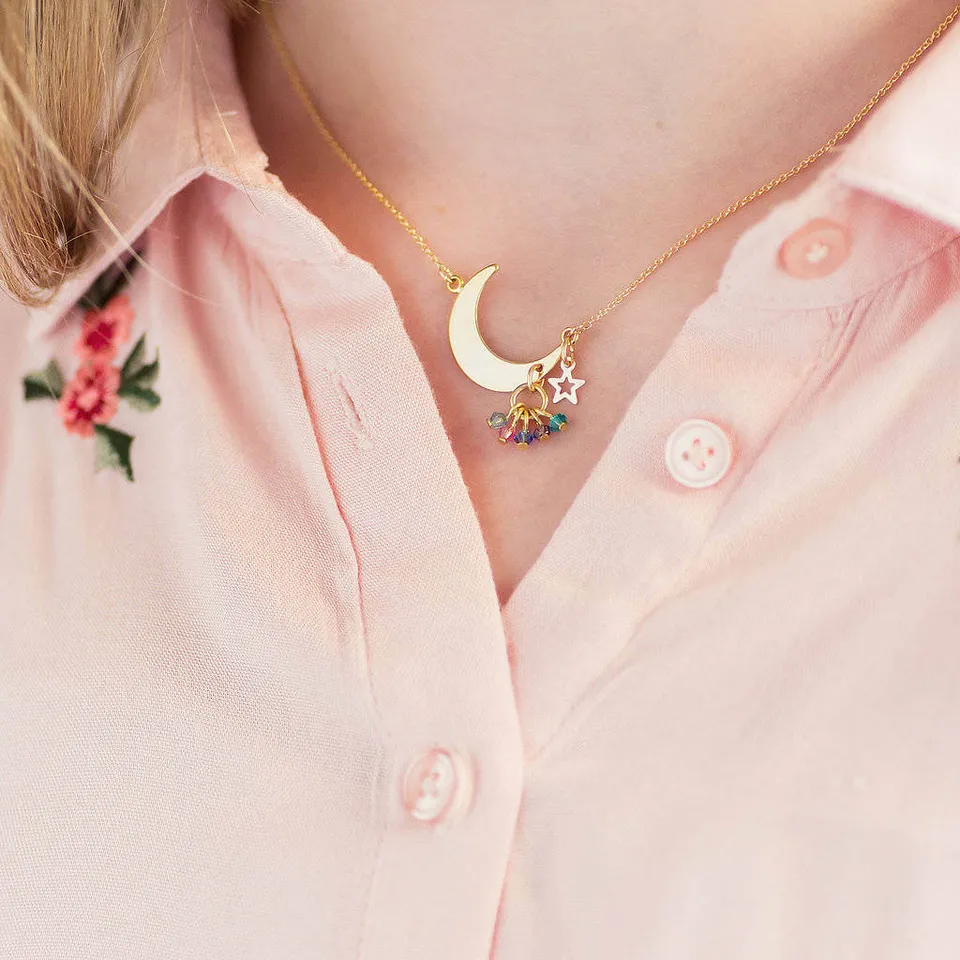Joy by Corrine Smith Moon Star Halskette Gold Geburtsstein