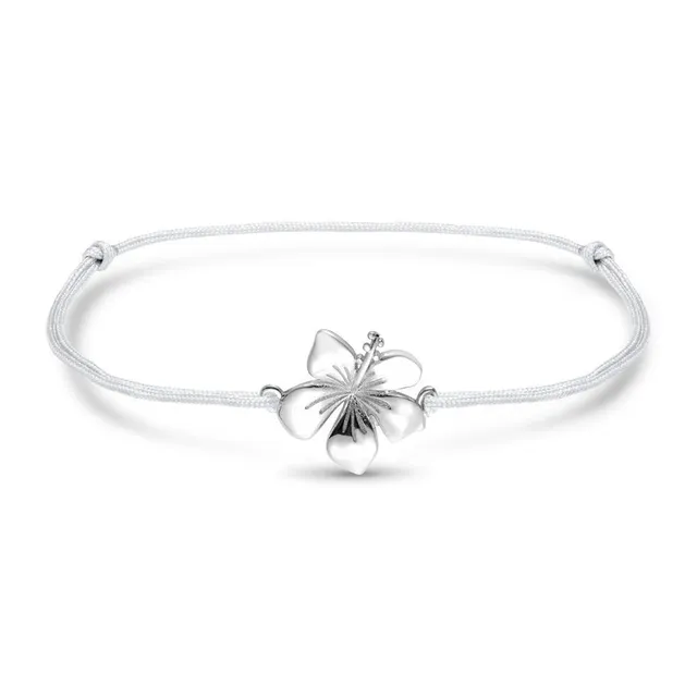JEWLIX TXB0139 Textilarmband grau Hibiskus Silber