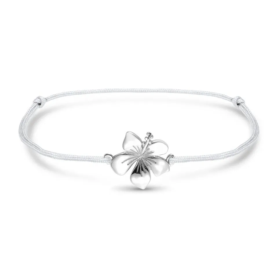 JEWLIX TXB0139 Textilarmband grau Hibiskus Silber