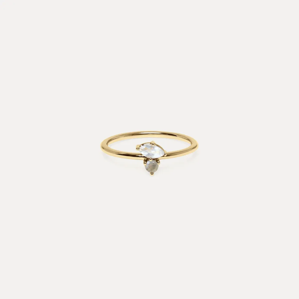 Stilnest Joy Solitär Ring 585 Gold Mondstein Gr 52
