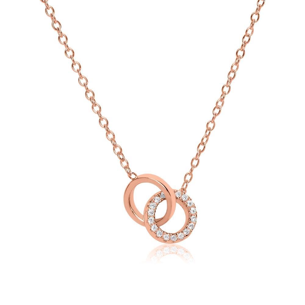 JEWLIX Kette SN0350 rosévergoldet Kreis Zirkonia