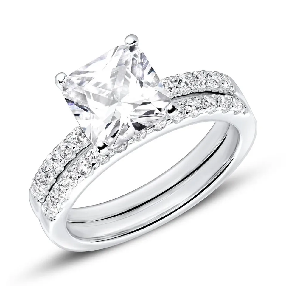 JEWLIX Verlobungsring 925 Silber Zirkonia quadratisch 60mm