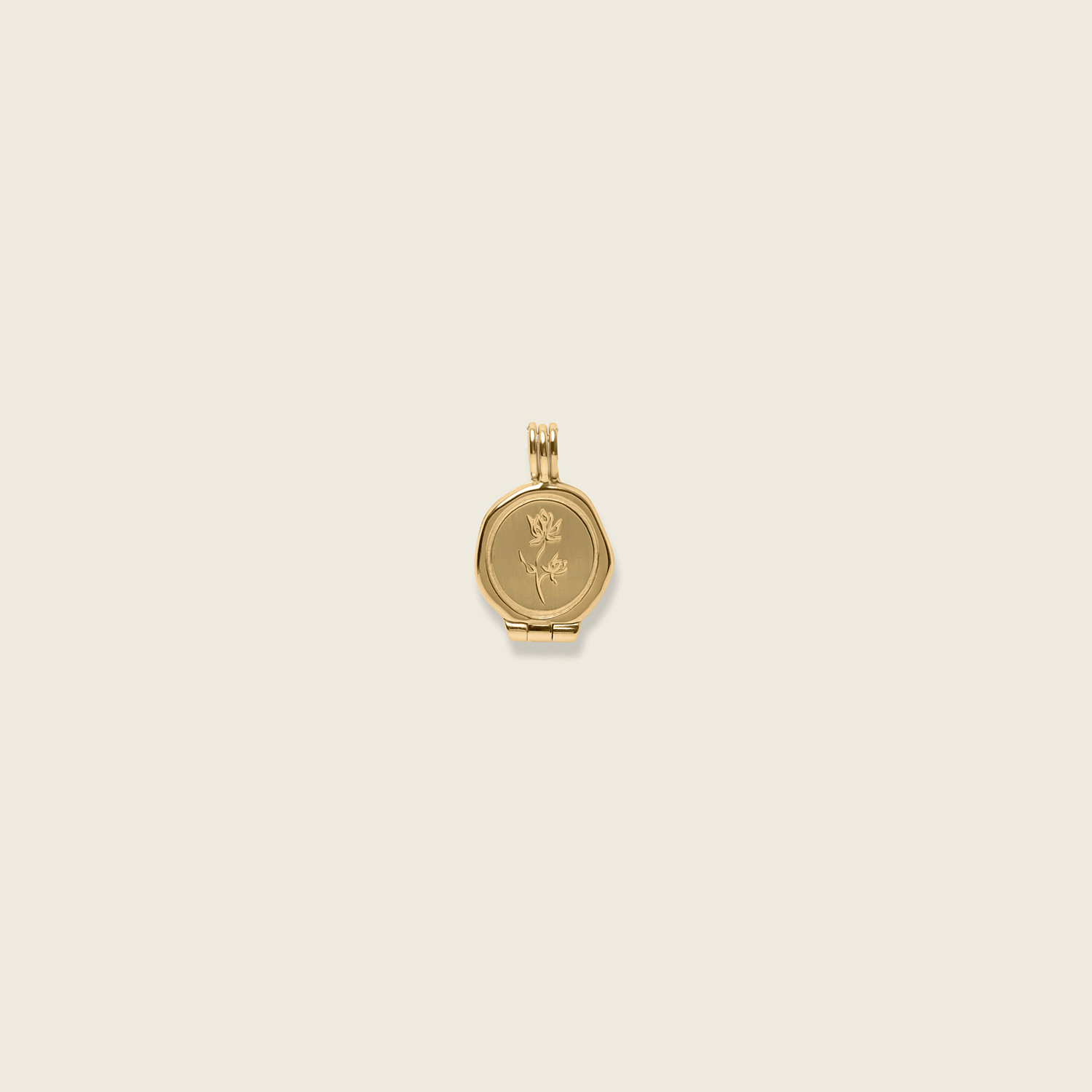 Stilnest Floral Seal Medaillon Anhänger 585 Gold Blume