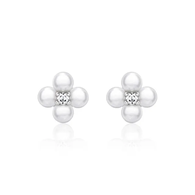 JEWLIX Ohrstecker Blüte 925 Silber Zirkonia Perlen