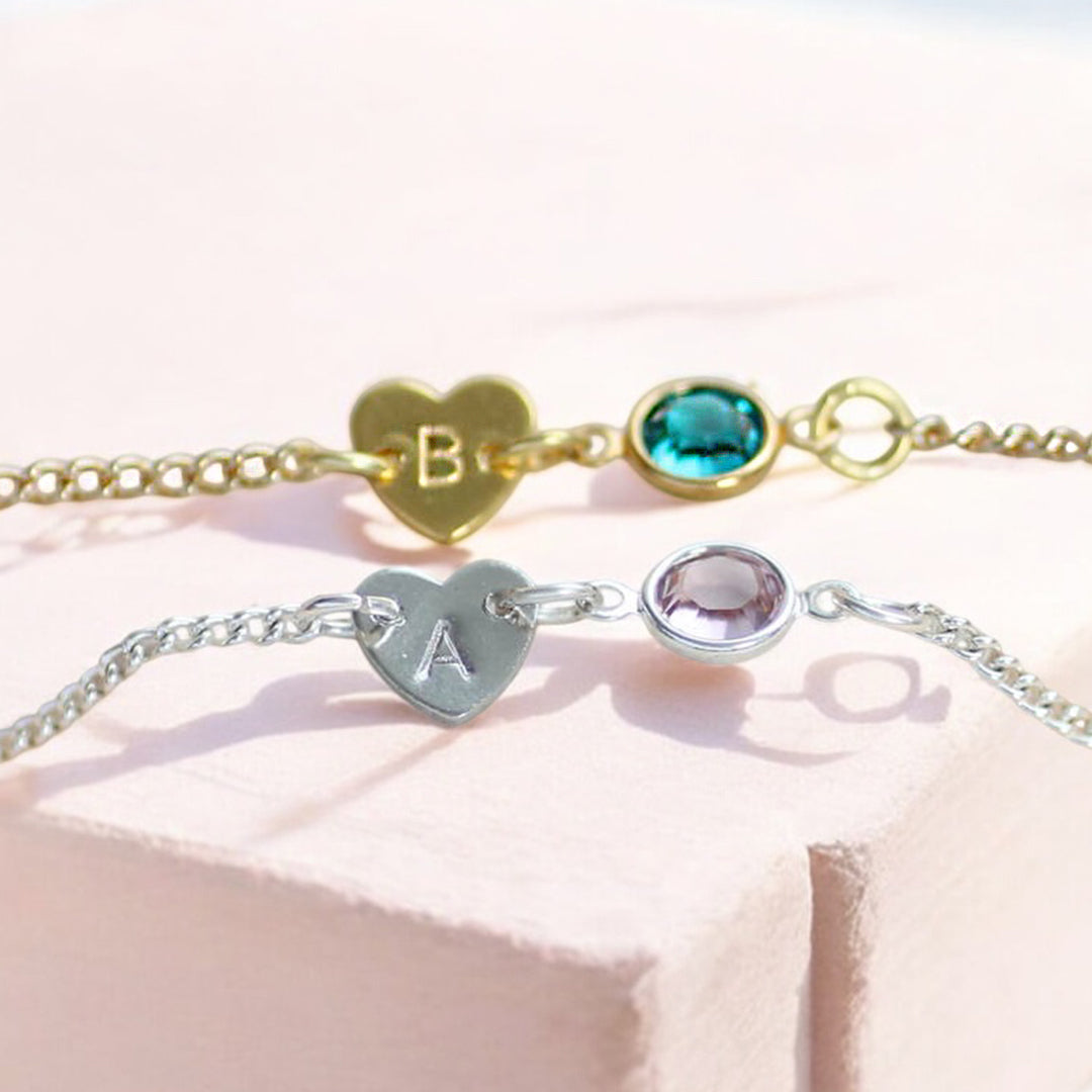 Joy by Corrine Smith Dainty Heart Armband Gold Geburtsstein