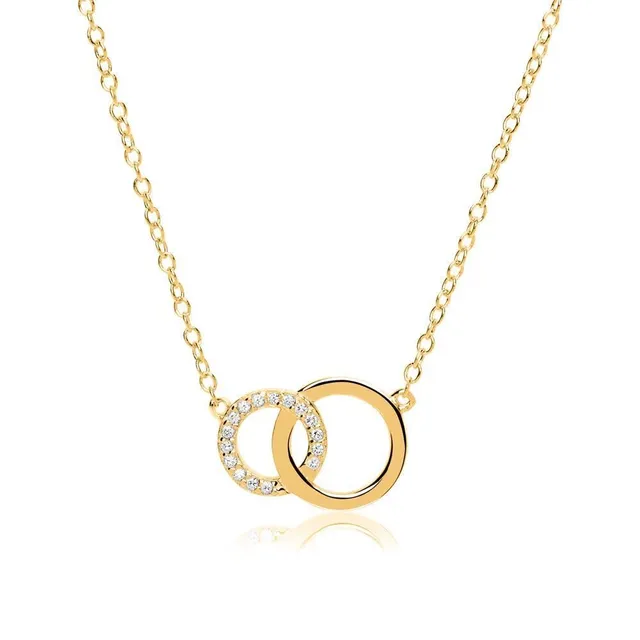 JEWLIX Ketten mit Anhänger Kreise Halskette Gold Zirkonia