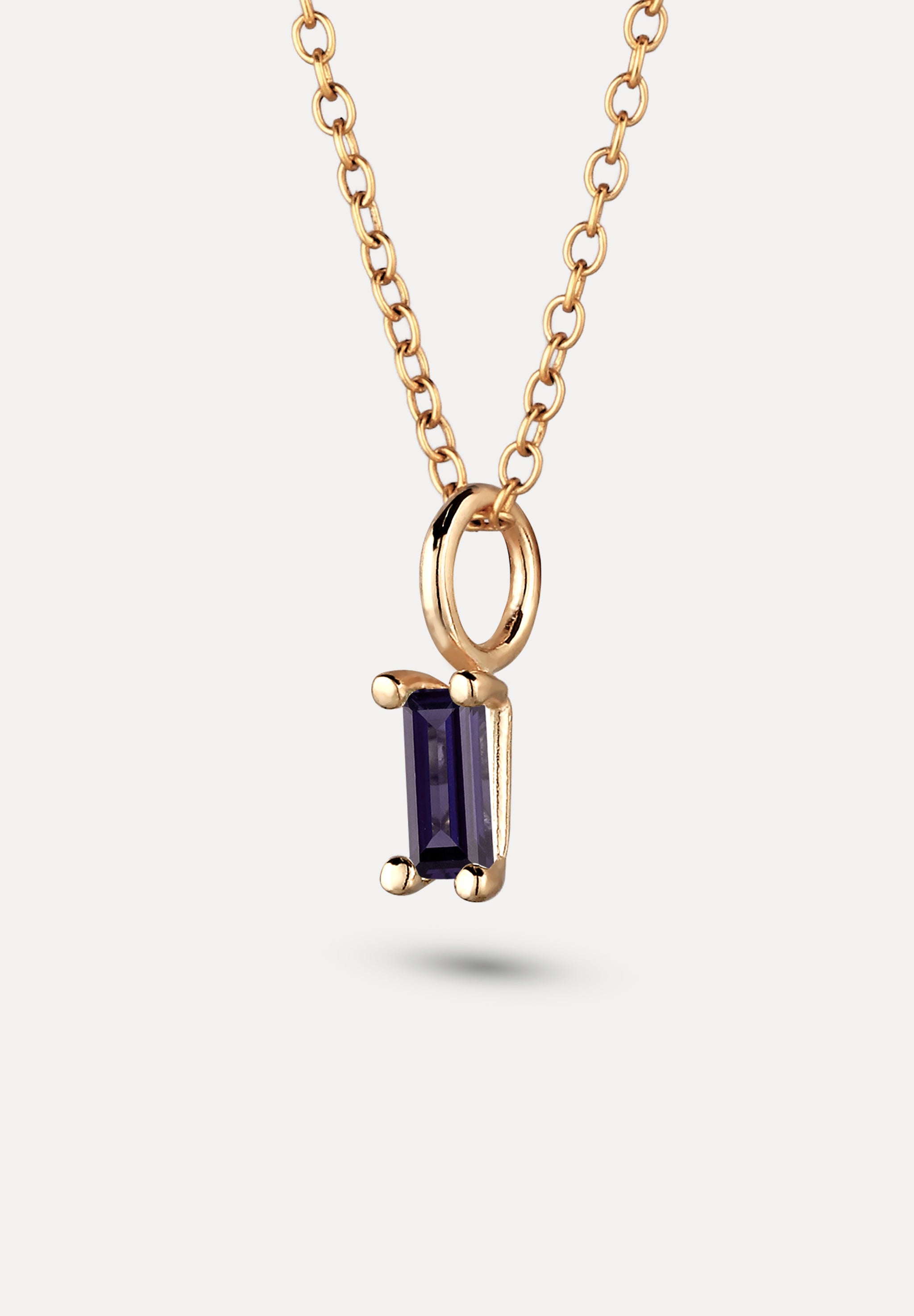 Stilnest Lila Iolith Anhänger Baguette Gold 14k Massivgold