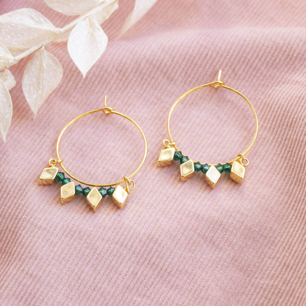 Joy by Corrine Smith Rhombus Birthstone Creolen Gold 2 cm